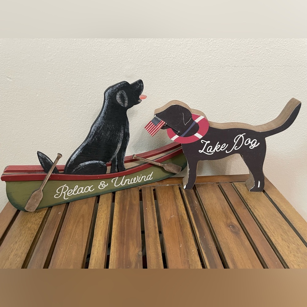 Set of 2 Wooden Black Labrador Decor Lake Side Signs Joann’s Stores